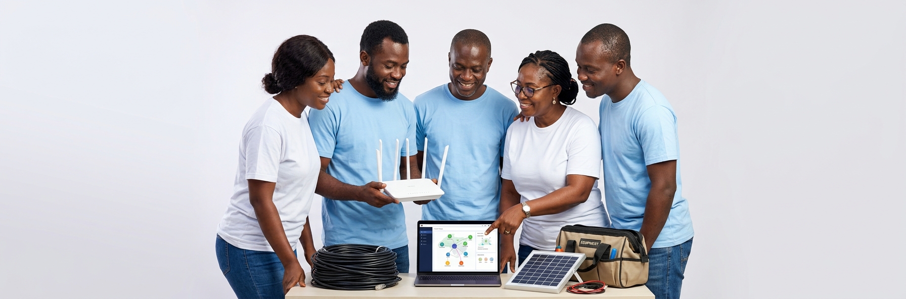 Step Network field team with community network equipment